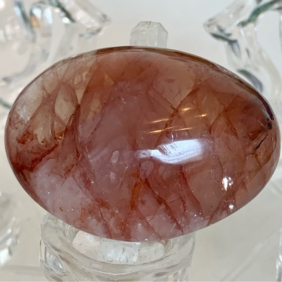 2" RED FIRE QUARTZ Hematoid Crystal Polished Palm Stone Tumble Madagascar 73g - Picture 8 of 13